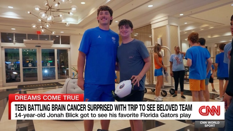 A courageous teenager battling brain cancer gets the surprise of a lifetime from his beloved Florida Gators
