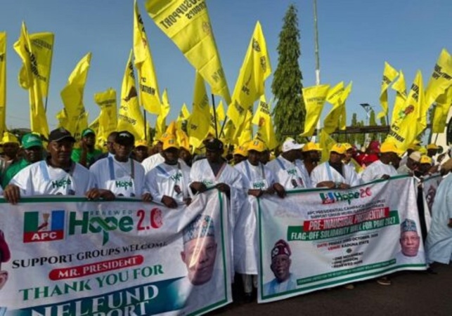 Kaduna flag-off: Tinubu support groups stage solidarity march ahead of president’s visit