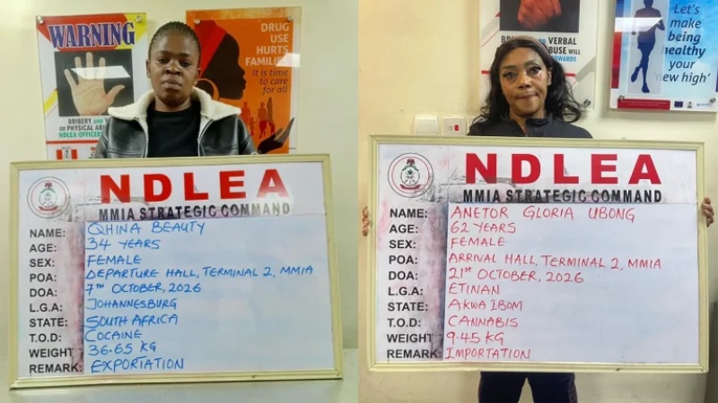 NDLEA arrests South African woman, U.S.-based grandmother for drug trafficking