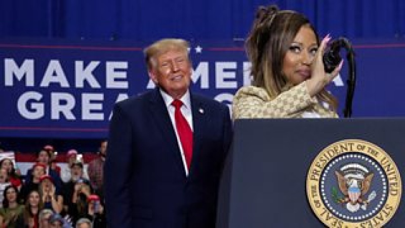 Rapper Nicki Minaj joins Trump onstage at Michigan rally